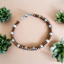 Mga Doğaltaş Hematit Bileklik  Mıknatıs Klipsli Bileklik Doğal Taş Renk Atmaz Kararmaz