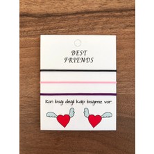 Sokak Kedisi Tasarım Üçlü Best Friends Basic Ip Bileklik (Pembe-Mor-Siyah)