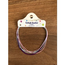 Sokak Kedisi Tasarım Üçlü Kombin Basic Ip Bileklik (Pembe-Mor-Mavi)