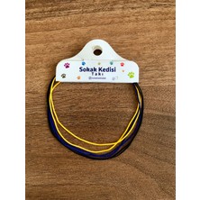 Sokak Kedisi Tasarım Üçlü Kombin Basic Ip Bileklik (Lacivert-Sarı-Siyah)