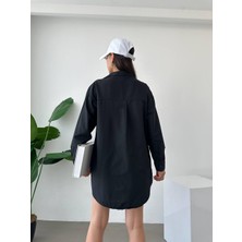 Oshebu Kadın Uzun Kollu Düşük Omuz Oversize Gömlek