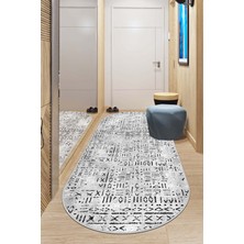 West Home Makinede Yıkanabilir Kaymaz Taban Leke Tutmaz Oval Yolluk Ev Dekorasyonu Için Gri Kesme Yolluk