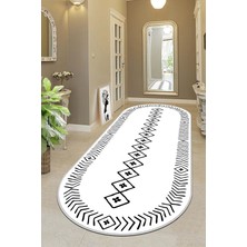 West Home Makinede Yıkanabilir Kaymaz Taban Leke Tutmaz Oval Yolluk Ev Dekorasyonu Için Beyaz Kesme Yolluk