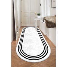 Confidence Home Makinede Yıkanabilir Kaymaz Taban Leke Tutmaz Oval Yolluk Ev Dekorasyonu Için Beyaz Kesme Yolluk