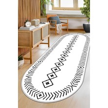 Confidence Home Makinede Yıkanabilir Kaymaz Taban Leke Tutmaz Oval Yolluk Ev Dekorasyonu Için Beyaz Kesme Yolluk