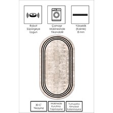 Confidence Home Makinede Yıkanabilir Kaymaz Taban Leke Tutmaz Oval Yolluk Ev Dekorasyonu Için Bej Kesme Yolluk
