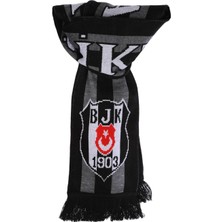 Krtlyvs Beşiktaş Siyah Gri Şerit Triko Atkı 23K