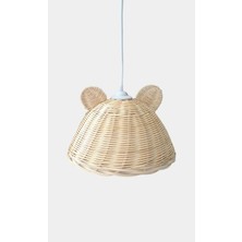 Bilge Bohem 20-37 cm Çocuk Odası Rattan Bambu Hasır Avize, Kulaklı Avize Rustik Bambu E27 Bej 1 Bebek / Çocuk O