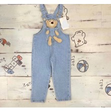 Miss Kids Unisex Ayıcıklı Yumuşak Kot Salopet Tulum Ayarlanabilir Askılarıyla Rahat ve Şık bir seçenektir