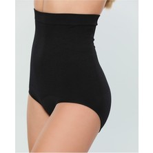 TECHNO 8Q Siyah Yüksek Bel Göğüs Altı Silikonlu Underbust Alt Karın Göbek Toparlayıcı Inceltici Slip Korse