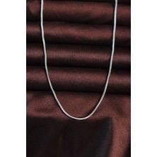 Ely Shop Erkek Çelik Gümüş Renk Ince Spiga Zincir Kolye