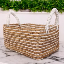 Ocean Point El Yapımı Doğal Muz Lifi Sepet 23x32x16 Cm Banyo, Mutfak, Oturma Odası, Yatak Odası Için Oceanpoint