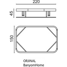 Çelik Banyo Paslanmaz Pirinç Taci 1'li 22X15 cm Camlı Şampuanlık Banyo Rafı