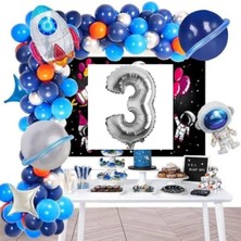 Store Yaş Folyolu Astronot Roket Uzay Temalı Doğum Günü Parti Süsü BMCNM930