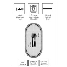 Life Decortiva Makinede Yıkanabilir Kaymaz Taban Leke Tutmaz Gri Oval Mutfak Halısı Mutfak Kesme Yolluk