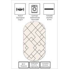 Life Decortiva Makinede Yıkanabilir Kaymaz Taban Leke Tutmaz Oval Yolluk Ev Dekorasyonu Için Bej Kesme Yolluk
