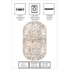 Ruglod Makinede Yıkanabilir Kaymaz Taban Leke Tutmaz Oval Yolluk Ev Dekorasyonu Için Bej Kesme Yolluk