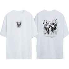 Youwinner Unisex Dream Uper Eller Tasarım Baskılı Pamuk Beyaz Oversize T-Shirt