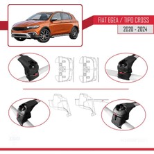 DBC Online Fiat Egea Cross 2020 2021 2022 2023 2024 Ace-2 Uyumlu  Ara Atkı Tavan Barı Gri