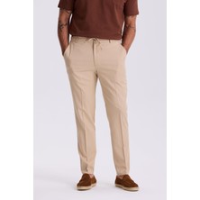 Jakamen Bej Comfort Fit Beli Lastikli Rahat Kesim Jogger Pantolon