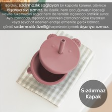 Meleni Baby Sızdırmaz Kapaklı , Silikon Pipetli Bebek Alıştırma Bardağı, Silikon Bebek Beslenme Bardağı- Pembe