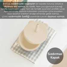 Meleni Baby Sızdırmaz Kapaklı , Silikon Pipetli Bebek Alıştırma Bardağı, Silikon Bebek Beslenme Bardağı- Bej