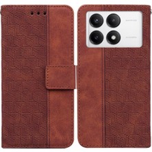 Bdt Shop Xiaomi Poco F6 Pro Için Geometrik Kabartmalı Flip Case Folio Cüzdan Pu (Yurt Dışından)