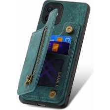 Bdt Shop IPhone 12 Için Kılıf Katlanabilir Arka Kapak Vintage Fermuar Cüzdan Standı Fonksiyonu (Yurt Dışından)