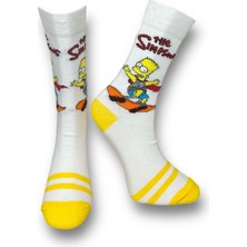 Me-Vo Tekli Beyaz Renkli Bay/Bayan Unisex Esnek Nem Alabilen Pamuklu Anime Desenli Soket Çorap