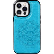 Manyi Mall IPhone 13 Için Kart Tutucu Kılıf ile Cüzdan Pro Kabartmalı Mandala Desen Pu (Yurt Dışından)