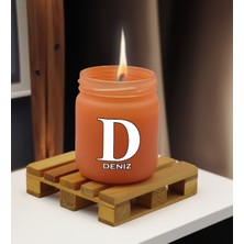 Bk Gift Kişiye Özel Dtf Isimli Somon Renkli Cam Kavanozda Kokulu Mum-2, Arkadaşa Hediye, Sevgiliye Hediye, Doğum Günü Hediyesi