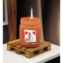 Bk Gift Kişiye Özel Dtf Fotoğraflı Isimli Somon Renkli Cam Kavanozda Kokulu Mum-1, Arkadaşa Hediye, Sevgiliye Hediye, Doğum Günü Hediyesi