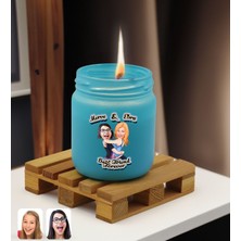 Bk Gift Kişiye Özel Dtf Best Friend Karikatürlü Turkuaz Renkli Cam Kavanozda Kokulu Mum-1, Arkadaşa Hediye, Doğum Günü Hediyesi