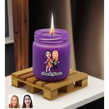 Bk Gift Kişiye Özel Dtf Anne Kız Karikatürlü Mor Renkli Cam Kavanozda Kokulu Mum-1, Arkadaşa Hediye, Anneye Hediye, Doğum Günü Hediyesi