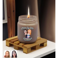 Bk Gift Kişiye Özel Dtf Best Friend Karikatürlü Gri Renkli Cam Kavanozda Kokulu Mum-1, Arkadaşa Hediye, Doğum Günü Hediyesi