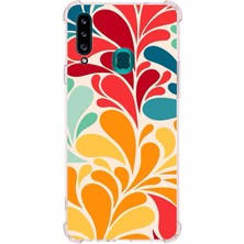 Printify Samsung Galaxy A20S Uyumlu Retro Color 5 Baskılı Şeffaf Köşe Korumalı Antişok Kılıf