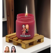 Bk Gift Kişiye Özel Dtf Anne Kız Karikatürlü Leylak Renkli Cam Kavanozda Kokulu Mum-1, Arkadaşa Hediye, Anneye Hediye, Doğum Günü Hediyesi