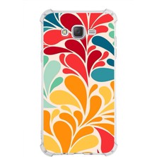Printify Samsung Galaxy J7 Uyumlu Retro Color 5 Baskılı Şeffaf Köşe Korumalı Antişok Kılıf