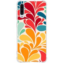 Printify Samsung Galaxy A50 Uyumlu Retro Color 5 Baskılı Şeffaf Köşe Korumalı Antişok Kılıf