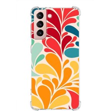 Printify Samsung Galaxy S21 Plus Uyumlu Retro Color 5 Baskılı Şeffaf Köşe Korumalı Antişok Kılıf