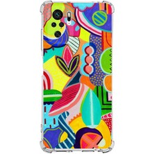 Printify Redmi 10 Uyumlu Retro Color 6 Baskılı Şeffaf Köşe Korumalı Antişok Kılıf