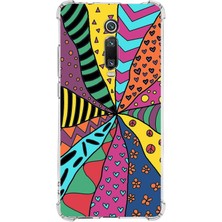 Printify Xiaomi Mi 9t Pro Uyumlu Retro Color 4 Baskılı Şeffaf Köşe Korumalı Antişok Kılıf