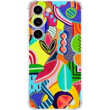 Printify Samsung Galaxy S23 Plus Uyumlu Retro Color 6 Baskılı Şeffaf Köşe Korumalı Antişok Kılıf