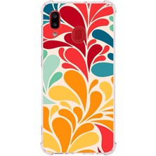 Printify Samsung Galaxy A20 Uyumlu Retro Color 5 Baskılı Şeffaf Köşe Korumalı Antişok Kılıf