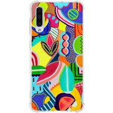Printify Samsung Galaxy A50S Uyumlu Retro Color 6 Baskılı Şeffaf Köşe Korumalı Antişok Kılıf