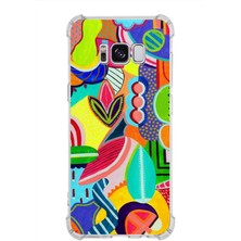 Printify Samsung Galaxy S8 Plus Uyumlu Retro Color 6 Baskılı Şeffaf Köşe Korumalı Antişok Kılıf
