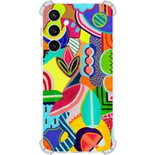 Printify Samsung Galaxy S23 Fe Uyumlu Retro Color 6 Baskılı Şeffaf Köşe Korumalı Antişok Kılıf