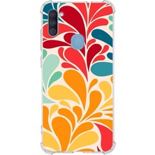 Printify Samsung Galaxy M11 Uyumlu Retro Color 5 Baskılı Şeffaf Köşe Korumalı Antişok Kılıf