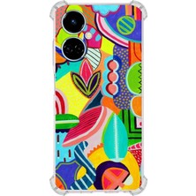 Printify Tecno Camon 19 Uyumlu Retro Color 6 Baskılı Şeffaf Köşe Korumalı Antişok Kılıf