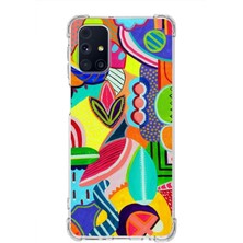 Printify Samsung Galaxy M31S Uyumlu Retro Color 6 Baskılı Şeffaf Köşe Korumalı Antişok Kılıf